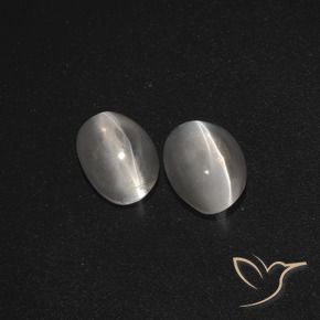 Gemas de Silimanita Ojo de Gato Blanco claro natural de 2.27 ct, Ovalada, Translúcido