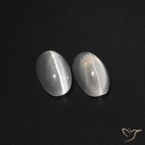 2.39ctw Natural Blanco claro Silimanita Ojo de Gato, Ovalada, Translúcido