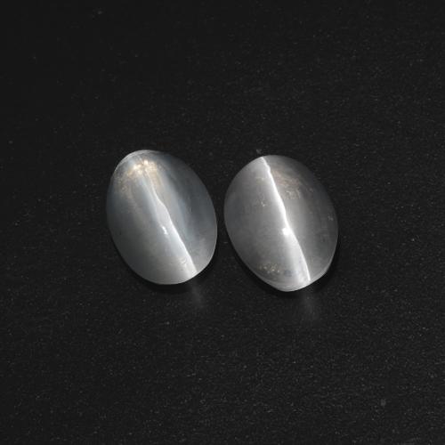 Gemas de sillimanite cat's eye gris natural de 2,32 ct, corte óvalo, translúcido