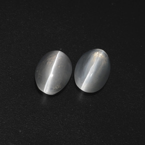 Gemas de sillimanite cat's eye gris natural de 2,32 ct, corte óvalo, translúcido
