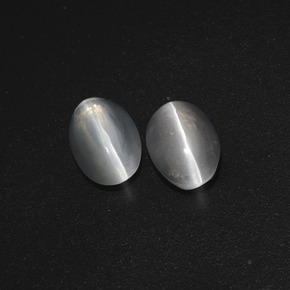 Gemas de sillimanite cat's eye gris natural de 2,32 ct, corte óvalo, translúcido
