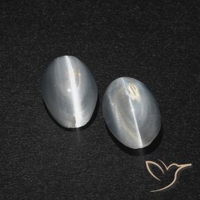Gemas de Silimanita Ojo de Gato Blanco claro natural de 2.47 ct, Ovalada, Translúcido