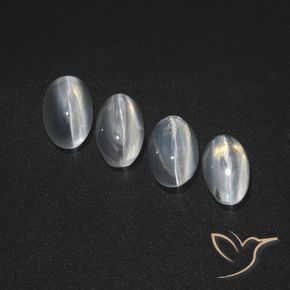 Gemas de Silimanita Ojo de Gato Blanco claro natural de 3.63 ct, Ovalada, Translúcido