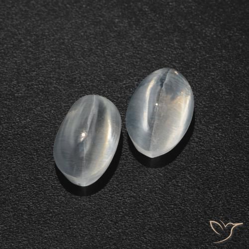 1.95ctw Natural Blanco claro Silimanita Ojo de Gato, Ovalada, Translúcido