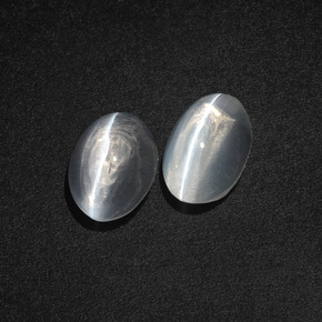 Gemas de Silimanita Ojo de Gato Blanco claro natural de 3.18 ct, Corte Óvalo, Translúcido