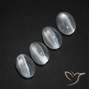 Gemas de Silimanita Ojo de Gato Blanco claro natural de 4.08 ct, Ovalada, Translúcido