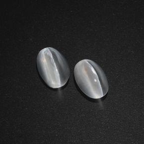 Gemas de sillimanite cat's eye gris natural de  ct, corte óvalo, translúcido