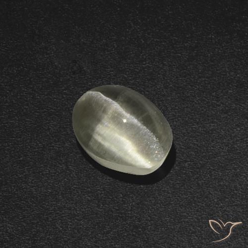 1.84ct Natural Blanco cálido Silimanita Ojo de Gato, Ovalada, Translúcido