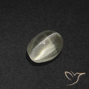 Silimanita Ojo de Gato Blanco cálido natural de 1.84 ct, Ovalada, Translúcido