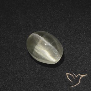 Silimanita Ojo de Gato Blanco cálido natural de 1.84 ct, Ovalada, Translúcido