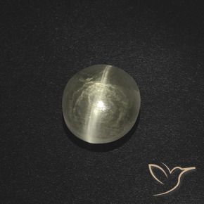 Silimanita Ojo de Gato Blanco cálido natural de 2.51 ct, Ovalada, Translúcido