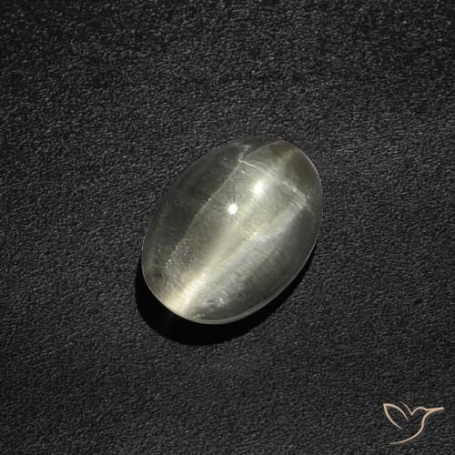 2.76ct Natural Blanco cálido Silimanita Ojo de Gato, Ovalada, Translúcido
