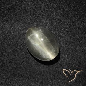 Silimanita Ojo de Gato Blanco cálido natural de 2.76 ct, Ovalada, Translúcido