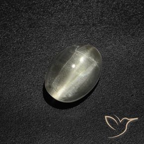 Silimanita Ojo de Gato Blanco cálido natural de 2.76 ct, Ovalada, Translúcido
