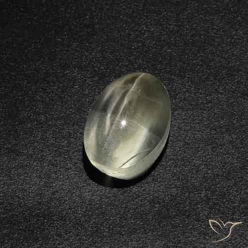 2.87ct Natural Blanco cálido Silimanita Ojo de Gato, Ovalada, Translúcido