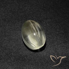 Silimanita Ojo de Gato Blanco cálido natural de 2.87 ct, Ovalada, Translúcido