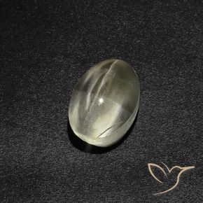 Silimanita Ojo de Gato Blanco cálido natural de 2.87 ct, Ovalada, Translúcido