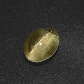 Silimanita Ojo de Gato Marrón verdoso natural de 2.46 ct, Corte Óvalo, Translúcido