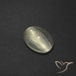 Silimanita Ojo de Gato Blanco cálido natural de 1.73 ct, Ovalada, Translúcido