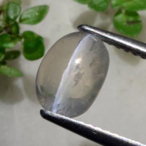 Silimanita Ojo de Gato Gris muy claro natural de 1.96 ct, Corte Óvalo, Transparente