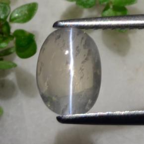 Silimanita Ojo de Gato Gris muy claro natural de 1.96 ct, Corte Óvalo, Transparente