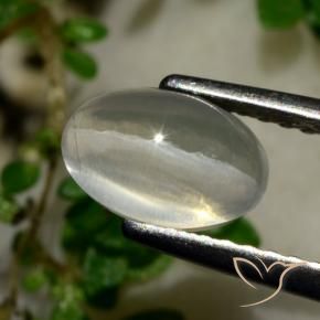 Silimanita Ojo de Gato Gris muy claro natural de 1.65 ct, Ovalada, Transparente
