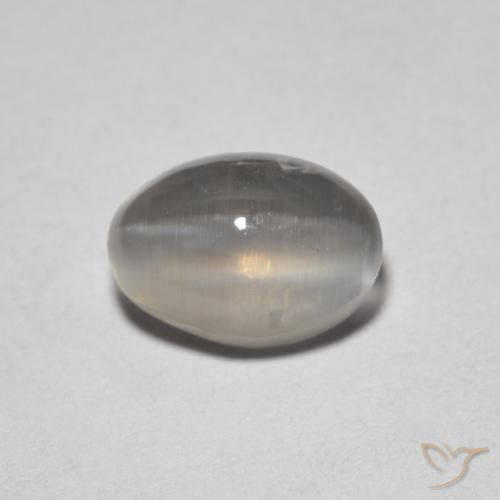 1.64ct Natural Gris muy claro Silimanita Ojo de Gato, Ovalada, Transparente