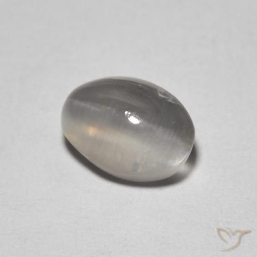 Silimanita Ojo de Gato Gris muy claro natural de 1.64 ct, Ovalada, Transparente