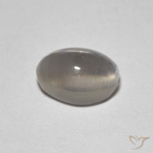 Silimanita Ojo de Gato Gris muy claro natural de 1.64 ct, Ovalada, Transparente