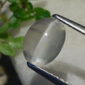 Silimanita Ojo de Gato Gris muy claro natural de 1.37 ct, Corte Óvalo, Transparente