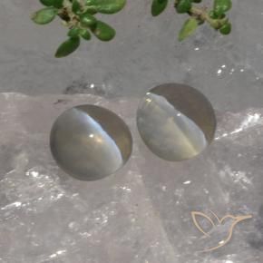 Gemas de Silimanita Ojo de Gato Gris muy claro natural de 3.07 ct, Ovalada, Translúcido