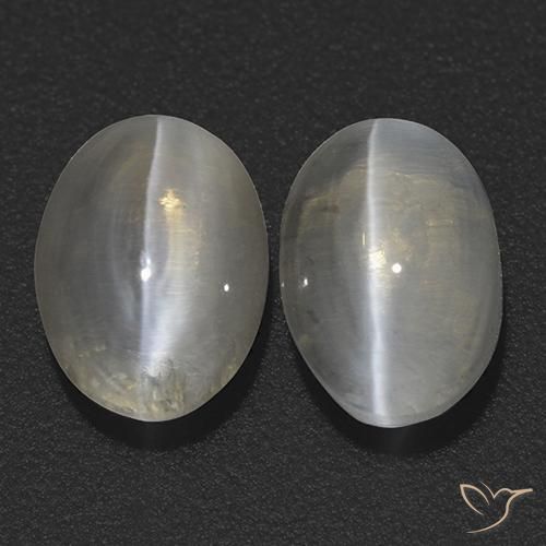 2.78ctw Natural Blanco cálido Silimanita Ojo de Gato, Ovalada, Transparente