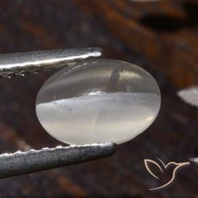 Silimanita Ojo de Gato Blanco cálido natural de 1.58 ct, Ovalada, Transparente