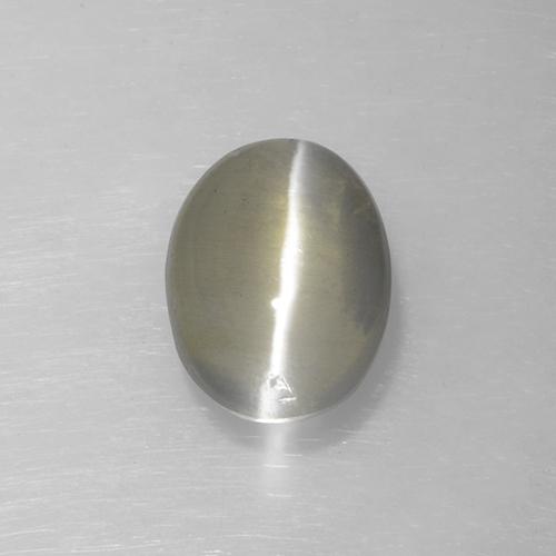 Silimanita Ojo de Gato Gris muy claro natural de 1.62 ct, Corte Óvalo, Translúcido