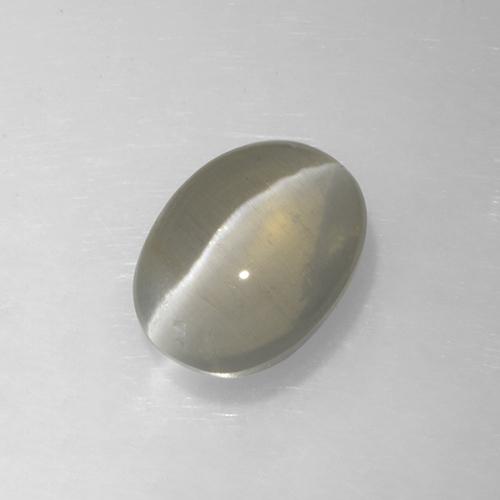 Silimanita Ojo de Gato Gris muy claro natural de 1.62 ct, Corte Óvalo, Translúcido