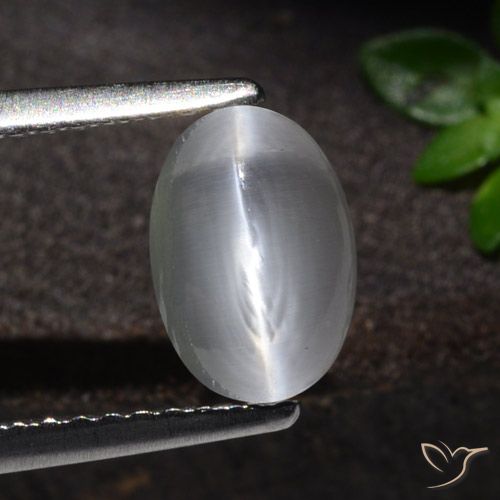 1.51ct Natural Blanco Silimanita Ojo de Gato, Ovalada, Transparente