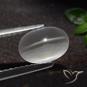 Silimanita Ojo de Gato Blanco natural de 1.51 ct, Ovalada, Transparente
