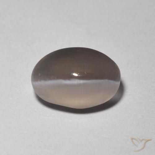 1.48ct Natural Gris muy claro Silimanita Ojo de Gato, Ovalada, Transparente