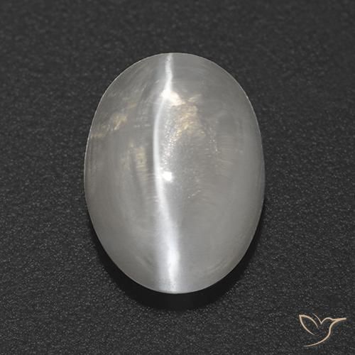 1.82ct Natural Blanco claro Silimanita Ojo de Gato, Ovalada, Transparente