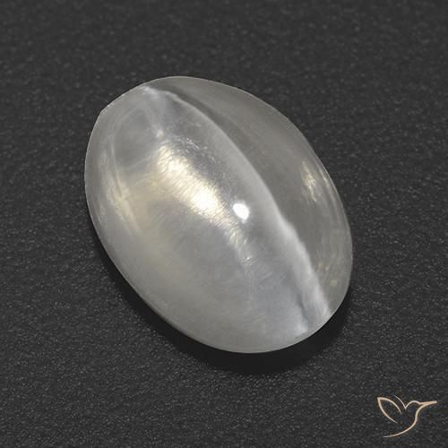 Silimanita Ojo de Gato Blanco claro natural de 1.82 ct, Ovalada, Transparente