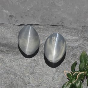 Gemas de Silimanita Ojo de Gato Blanco claro natural de 2.15 ct, Ovalada, Transparente