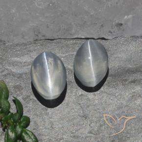 Gemas de Silimanita Ojo de Gato Blanco claro natural de 2.15 ct, Ovalada, Transparente