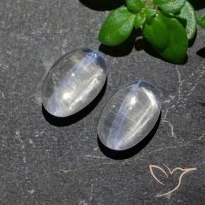 Gemas de Silimanita Ojo de Gato Blanco claro natural de 2.39 ct, Ovalada, Transparente