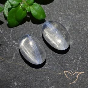 Gemas de Silimanita Ojo de Gato Blanco claro natural de 2.39 ct, Ovalada, Transparente