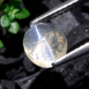 Sillimanite cat's eye blanco natural de 1,93 ct, corte óvalo, transparente