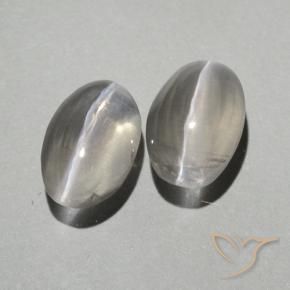 Gemas de Silimanita Ojo de Gato Blanco cálido natural de 1.90 ct, Ovalada, Transparente