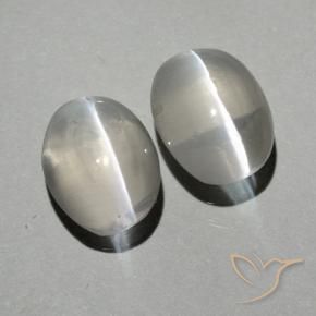 Gemas de Silimanita Ojo de Gato Blanco cálido natural de 1.99 ct, Ovalada, Transparente