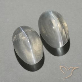 Gemas de Silimanita Ojo de Gato Blanco cálido natural de 2.15 ct, Ovalada, Transparente