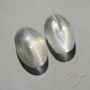 Gemas de Silimanita Ojo de Gato Blanco cálido natural de 1.80 ct, Ovalada, Transparente