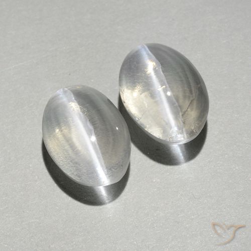 1.89ctw Natural Blanco cálido Silimanita Ojo de Gato, Ovalada, Transparente